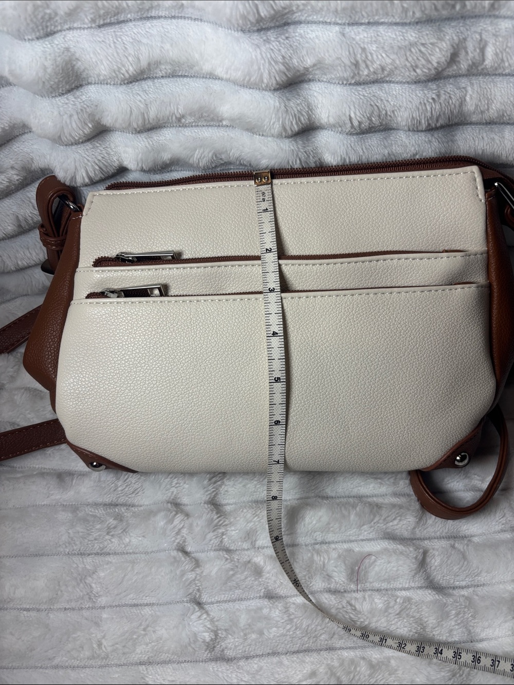 Westbronco Women's Cream and Brown Crossbody Bag - Classic Two-Tone Design NWT - Picture 5 of 5
